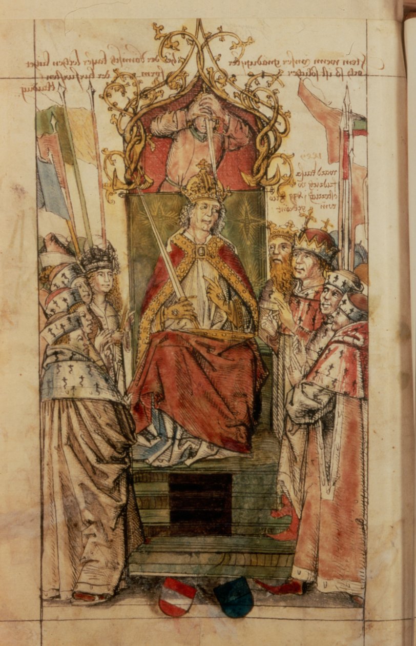 Frederick III omgitt av prinsvalgte (blekk på papir) av German School