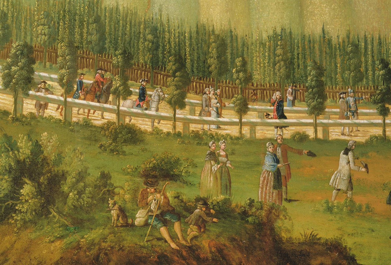 Fredrik den store til hest i Maulbeerallee, nær Sanssouci, 1770 av German School
