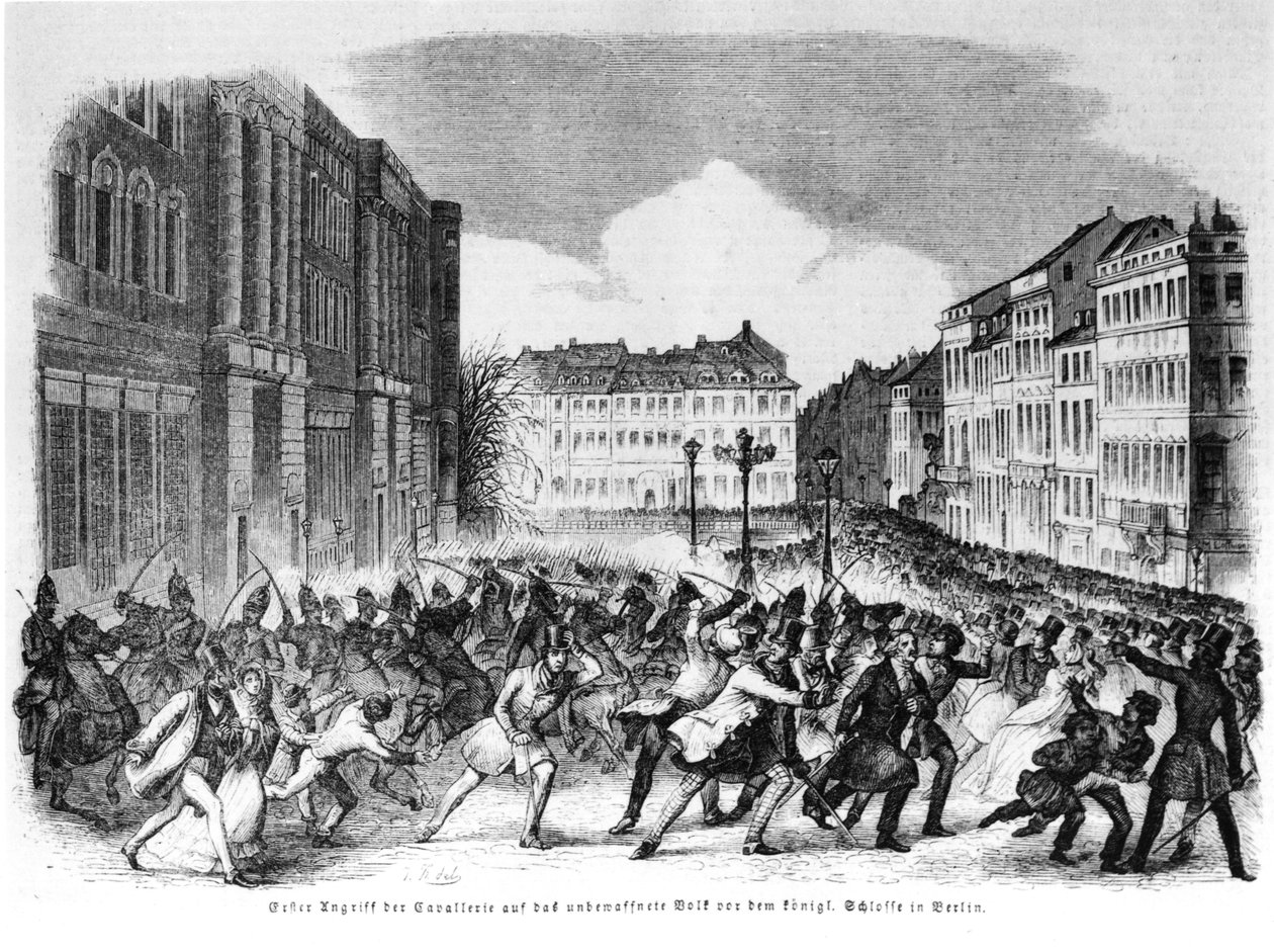 Opprør i Berlin i april 1848, illustrasjon fra 