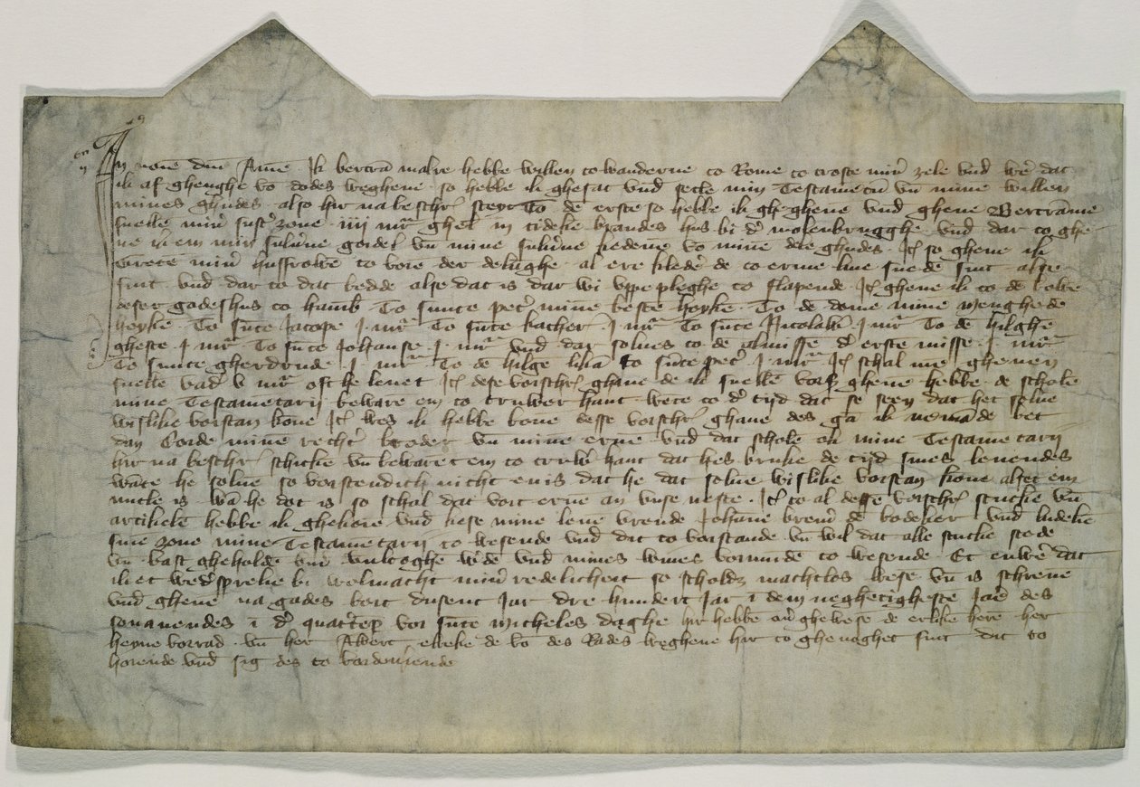 Siste vilje og testamente til kunstneren Mester Bertram (c.1345-c.1415) 1390 (blekk på pergament) av German School