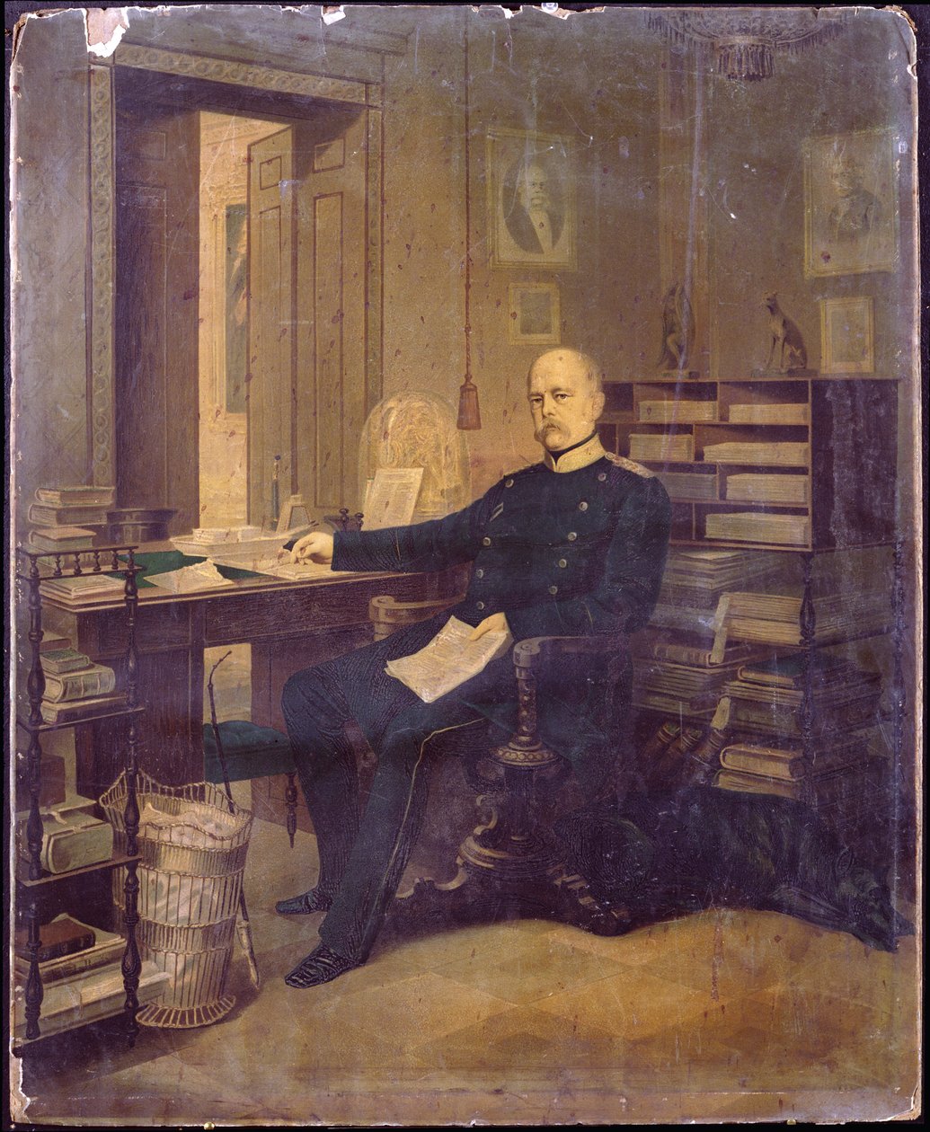 Otto von Bismarck i sin studie (wc på papir om bord) av German School