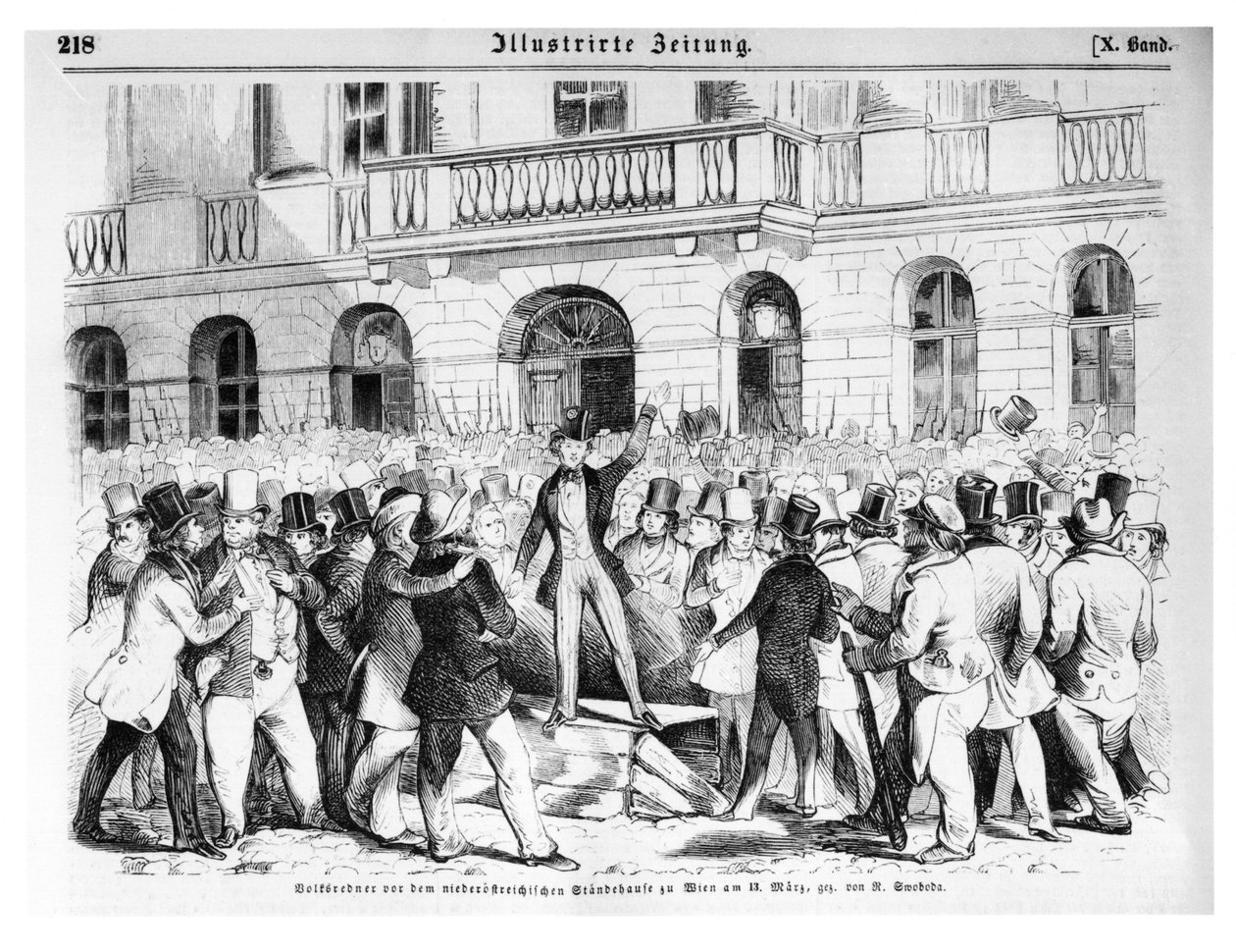 Opprør i Wien 30. mars 1848, illustrasjon fra 
