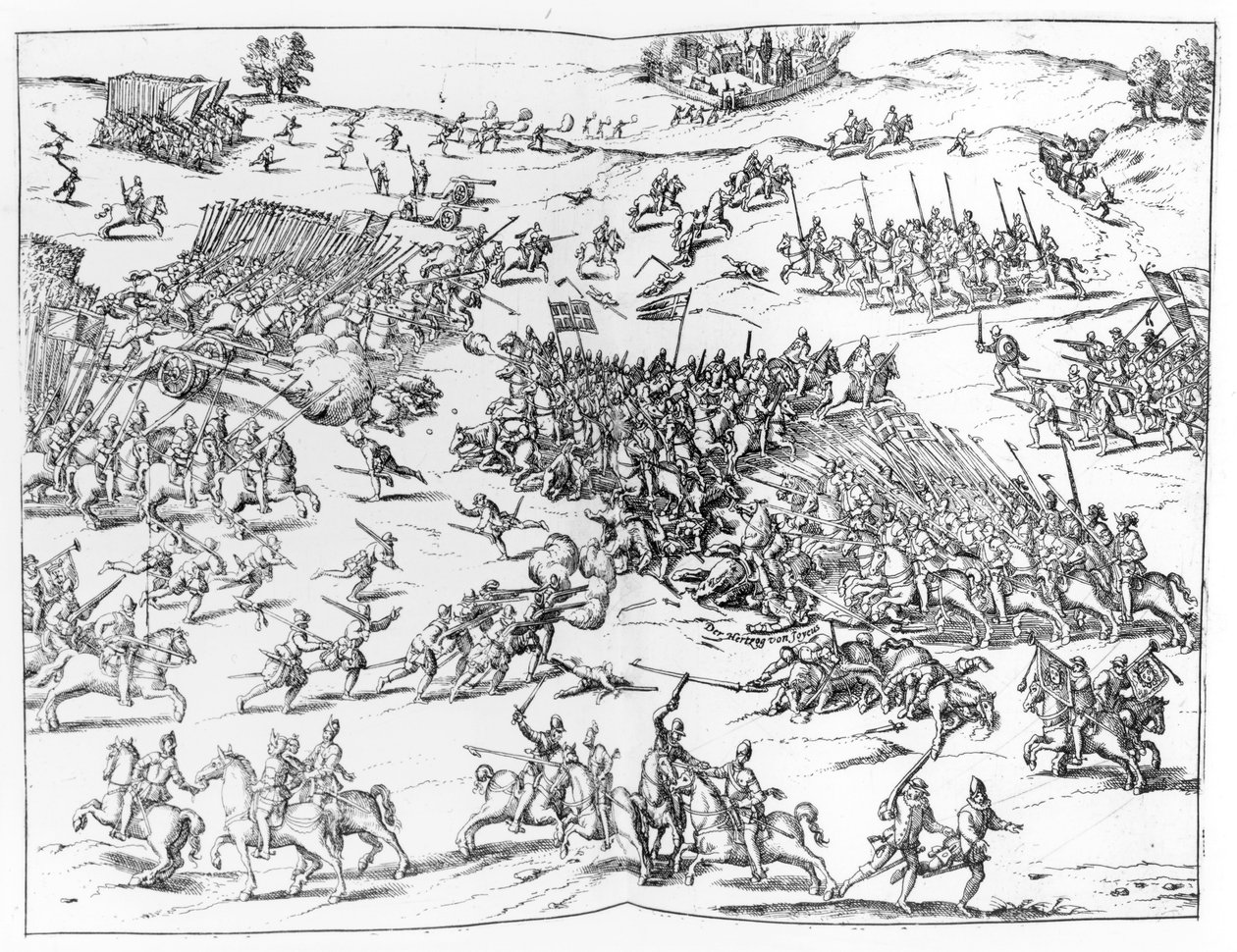 Slaget ved Courtrais mellom franskmennene og flamerne i 1580 av German School