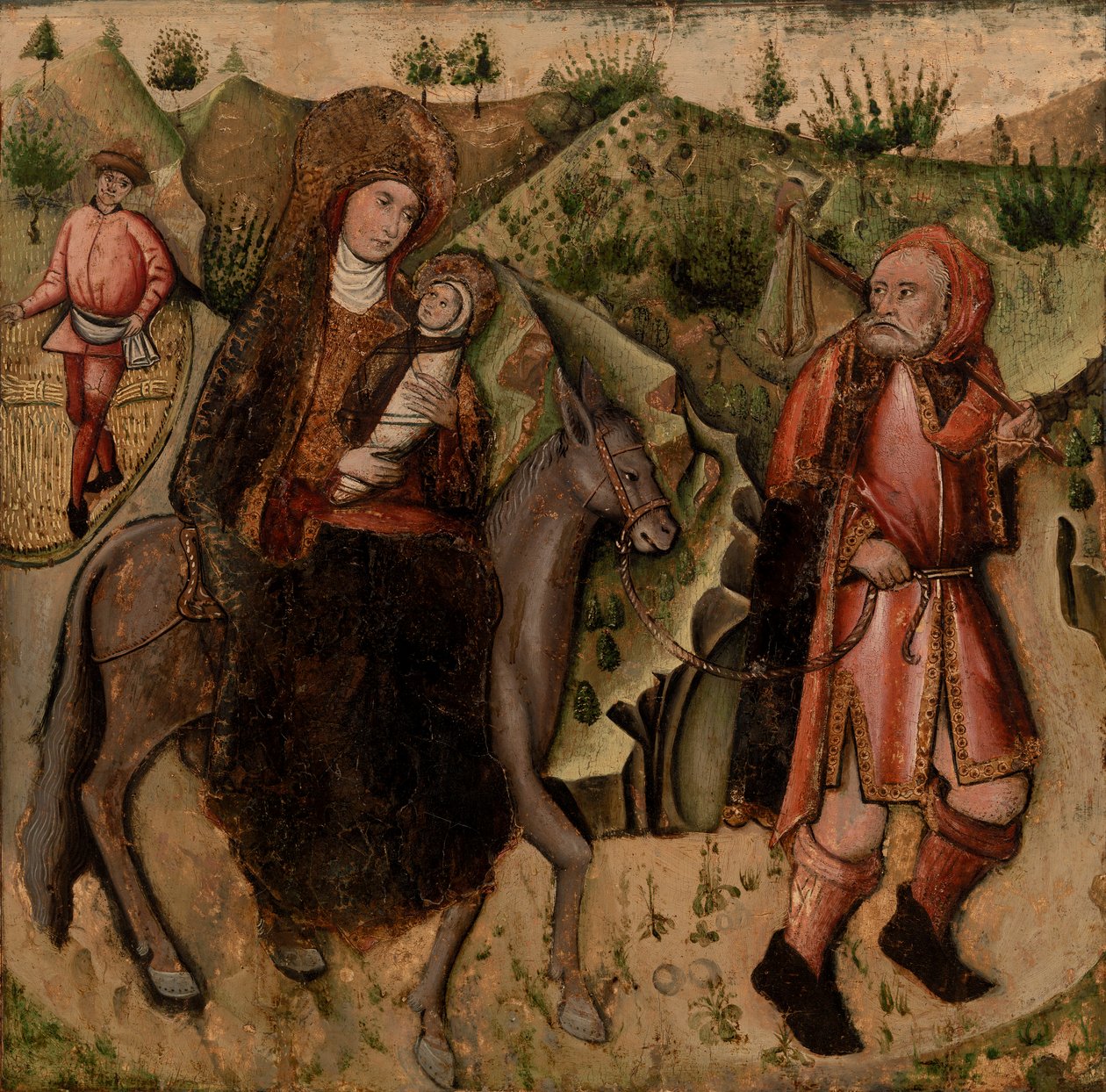 The Flight into Egypt (tempera på panel) av German School
