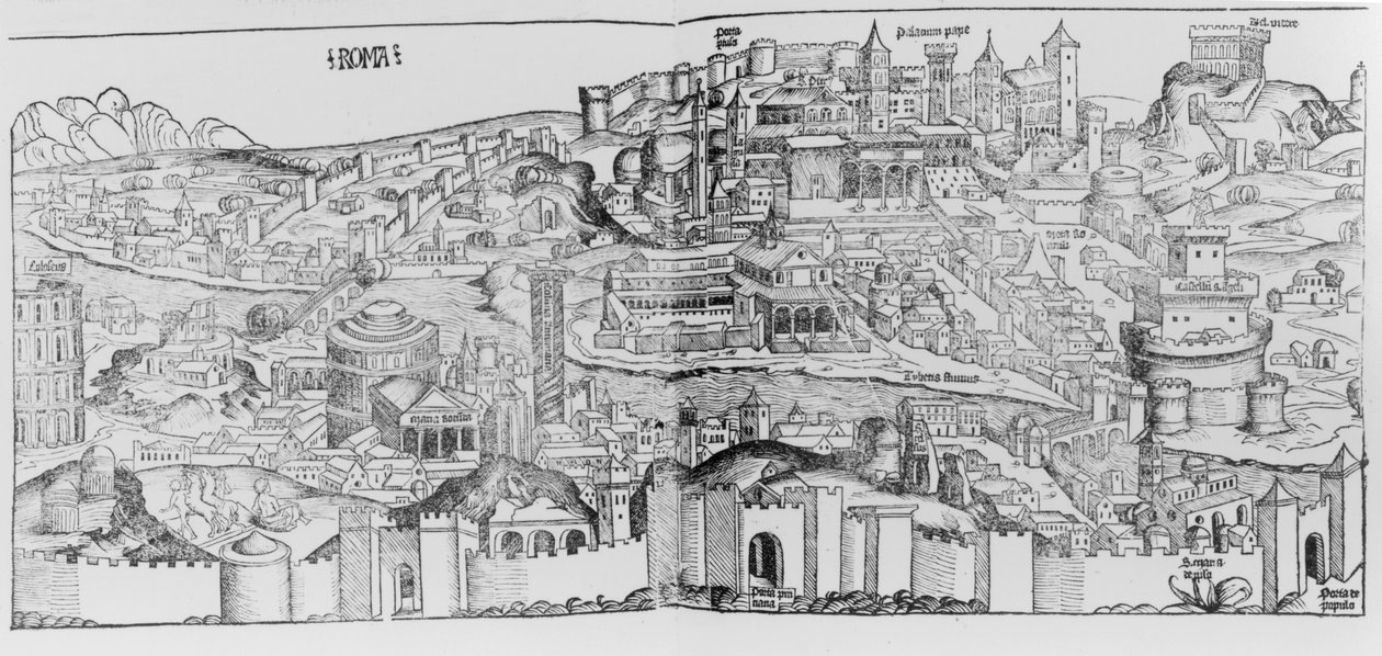 Utsikt over Roma, 1493 av German School