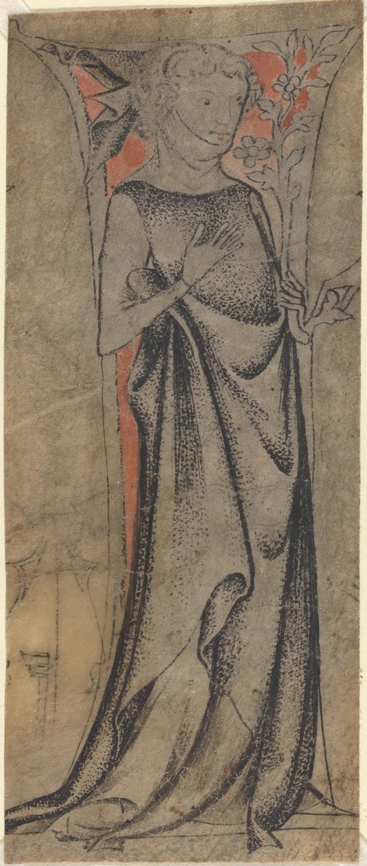 Stående ungdom med en gren av German 14th Century