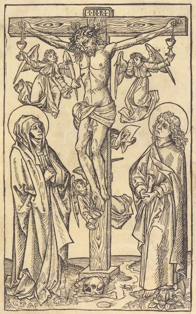 Kristus på korset med engler av German 15th Century
