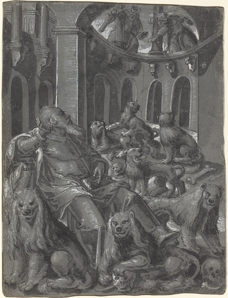 Daniel i løvenes hule [rett] av German 16th Century