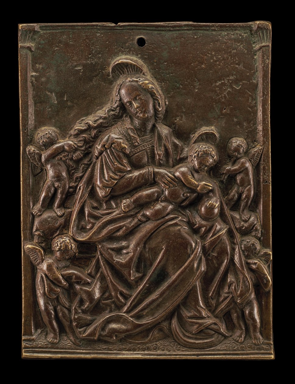 Jomfruen og barnet med fire engler av German 16th Century