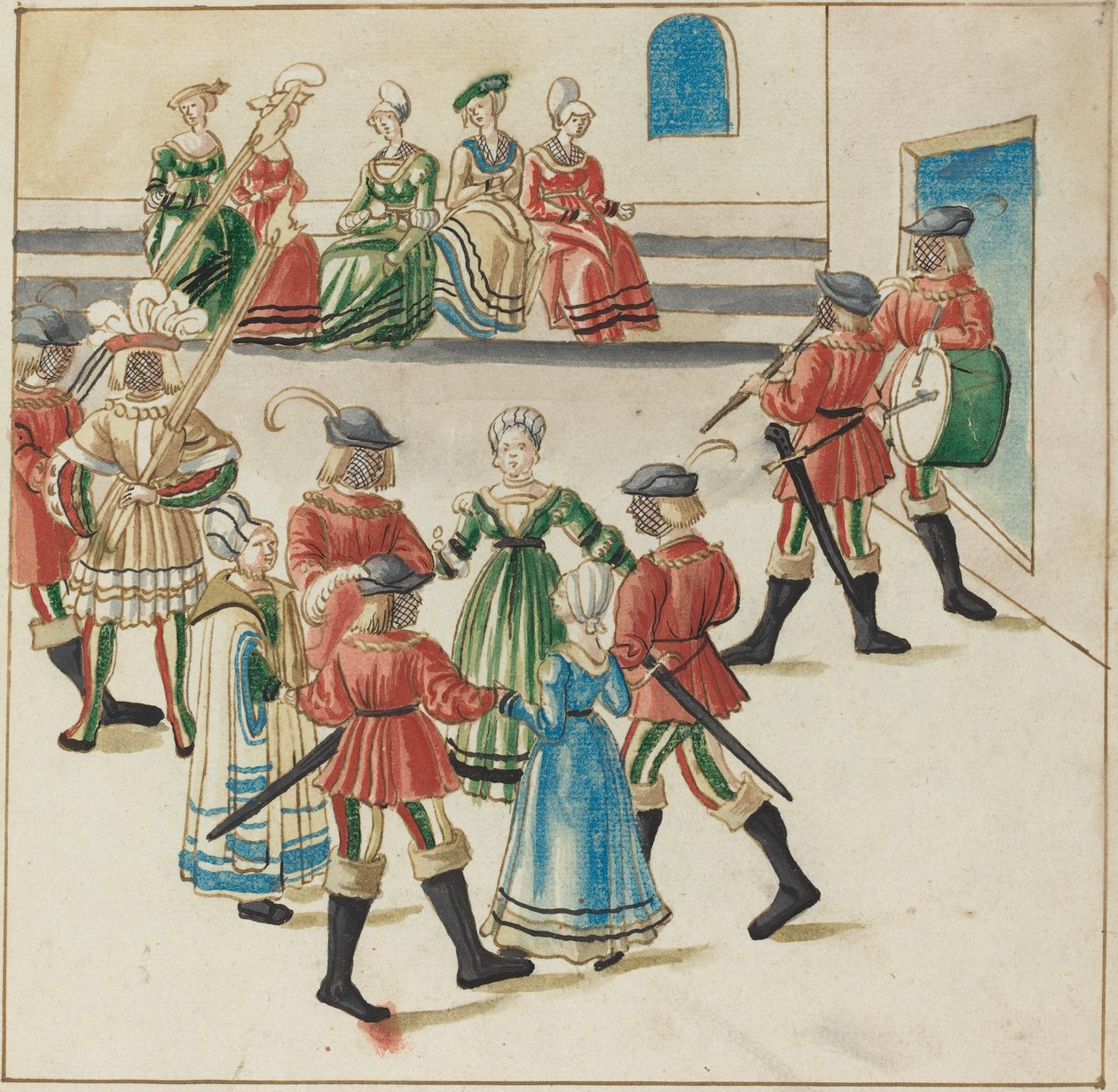 Tre par i en sirkeldans av German 16th Century