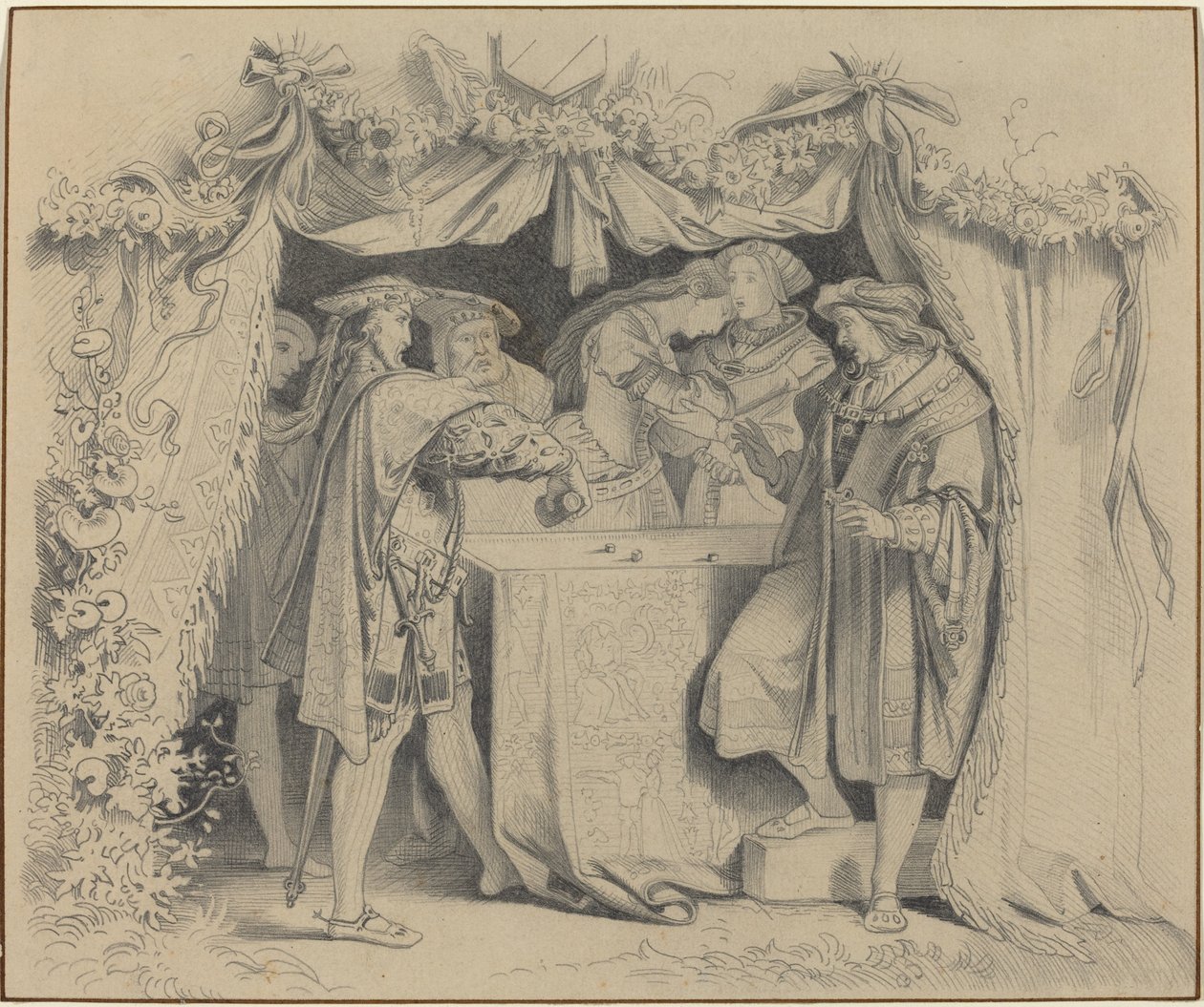 Menn som kaster terninger av German 19th Century