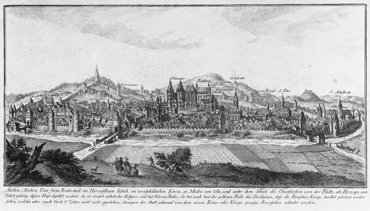 Aachen (etching) av German School