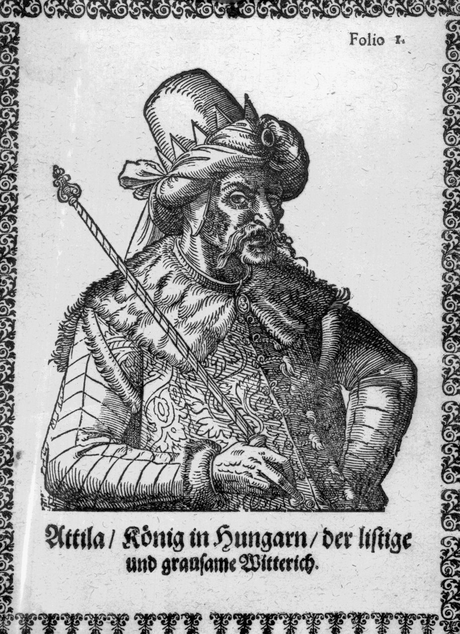 Attila the Hun (gravering) av German School
