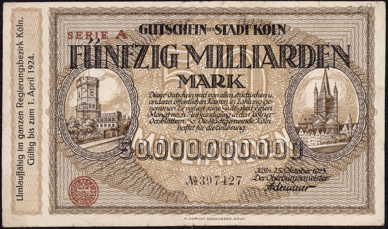 Femti milliarder markseddel, 1923 av German School