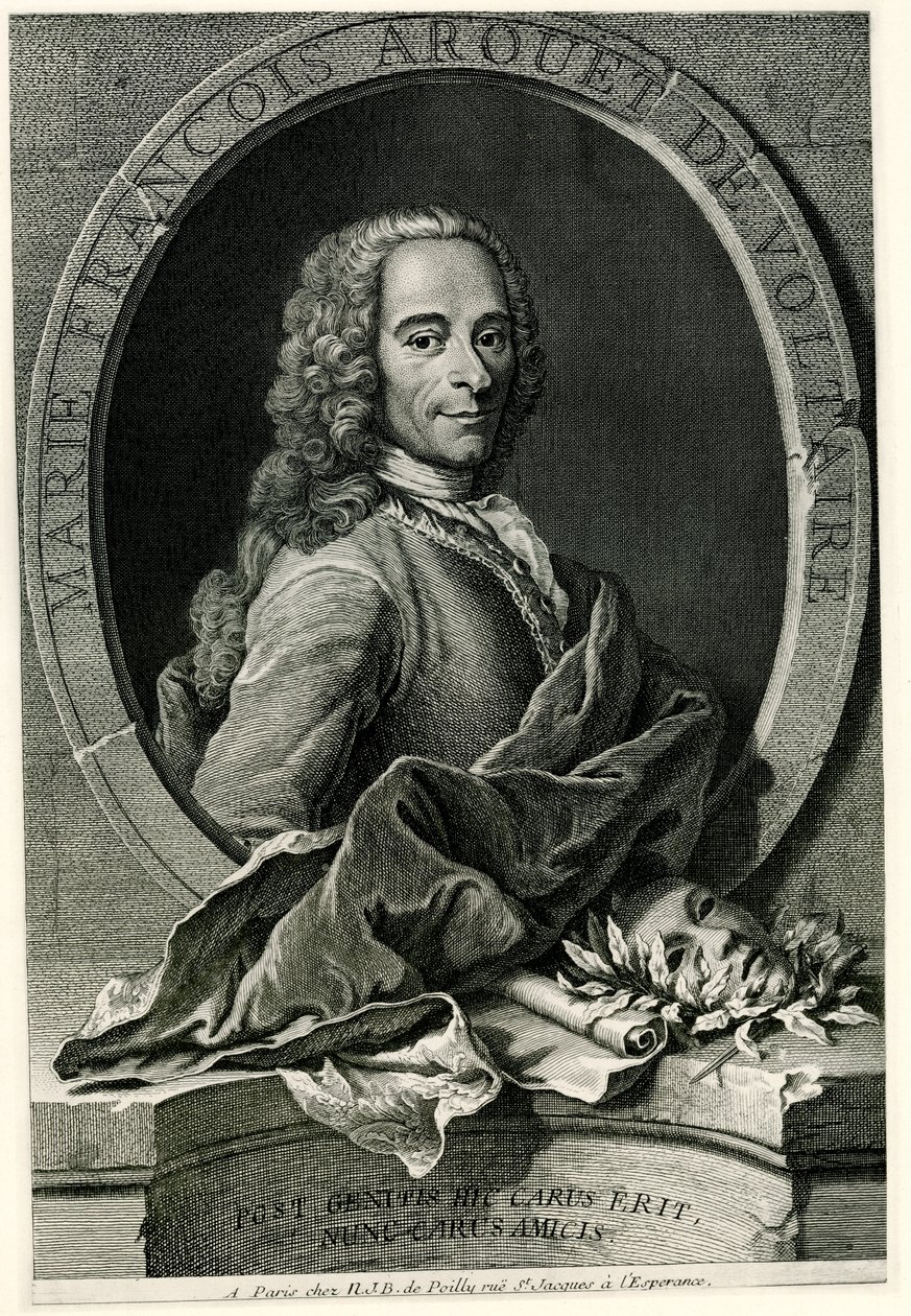 Francois Marie Arouet av Voltaire av German School