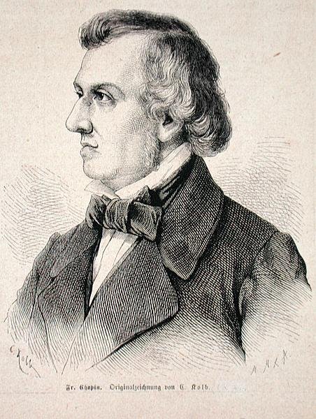 Frederic Chopin (1810-49) 1870 (gravering) av German School