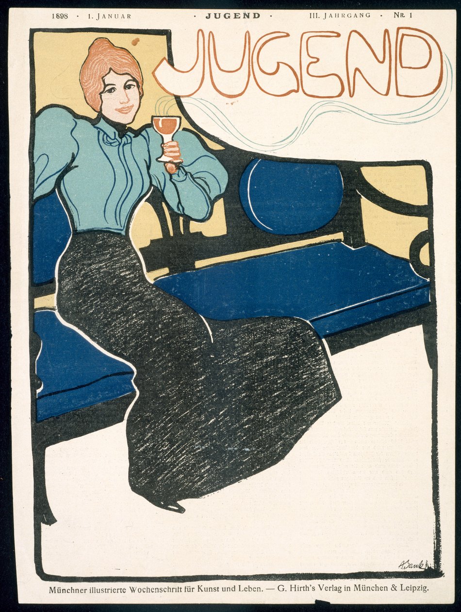 Forside av Jugend Magazine, januar 1898 av German School