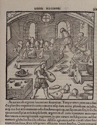 Glassblåsing, fra a Book of Trades av German School