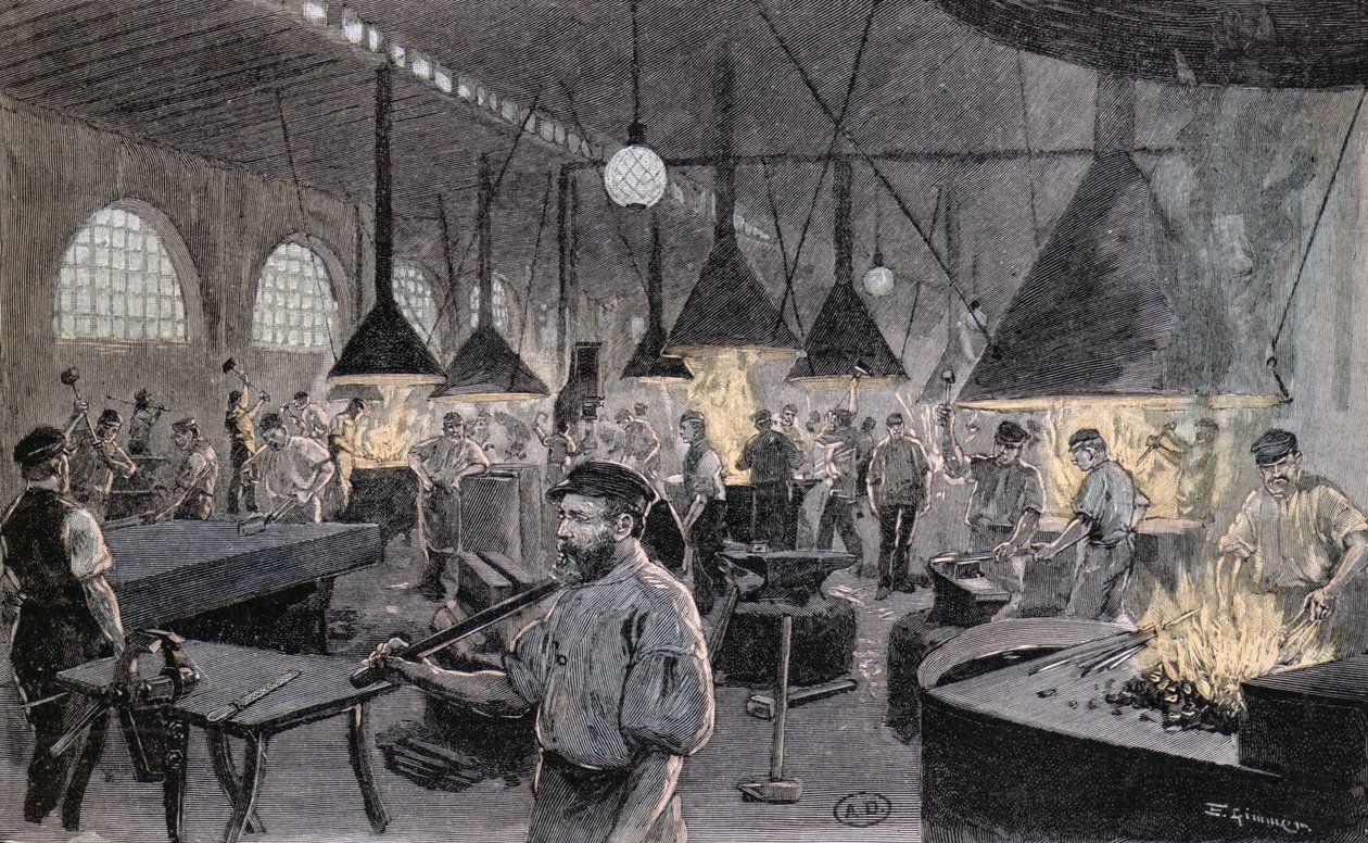 Imperial Wharf i Kiel, Tyskland, ca. 1900 av German School