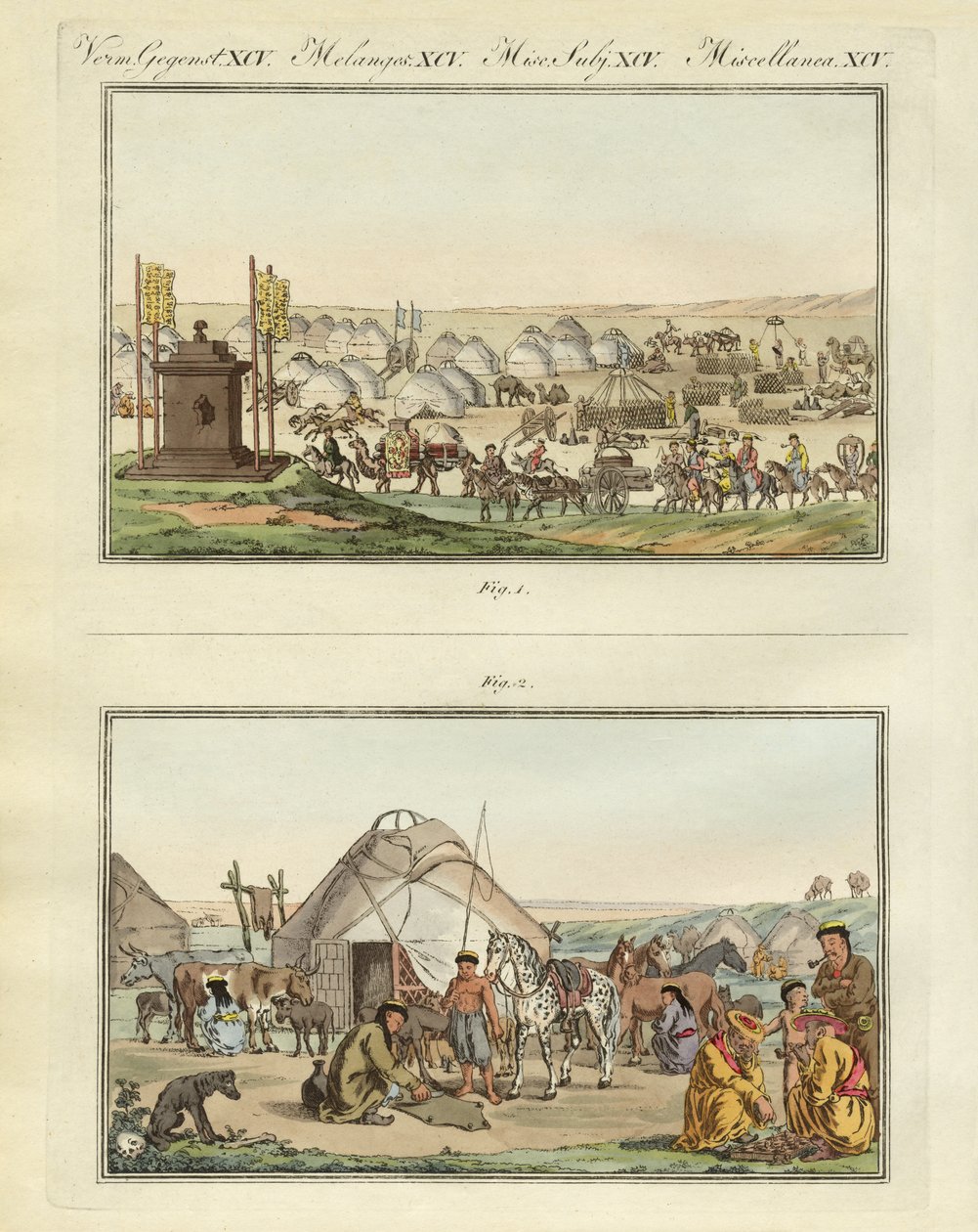 Kalmyks (farget gravering) av German School