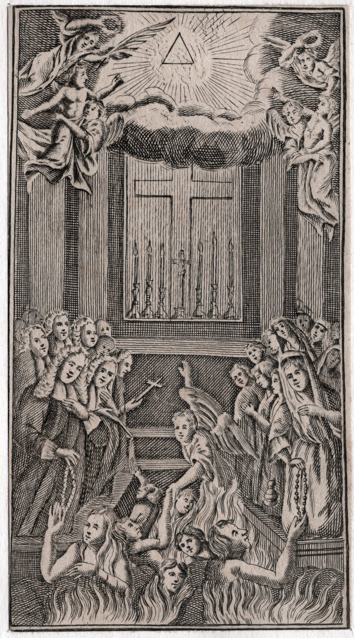 Messe i templet. (gravering av German School