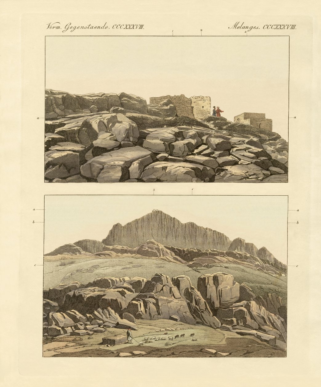 Mount Sinai (farget gravering) av German School