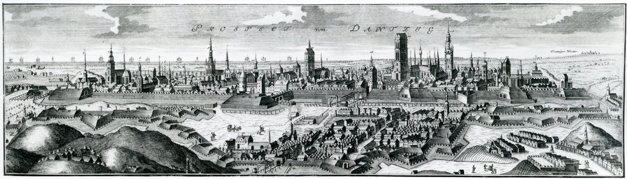 Panoramautsikt over Danzig (Gdansk) av German School