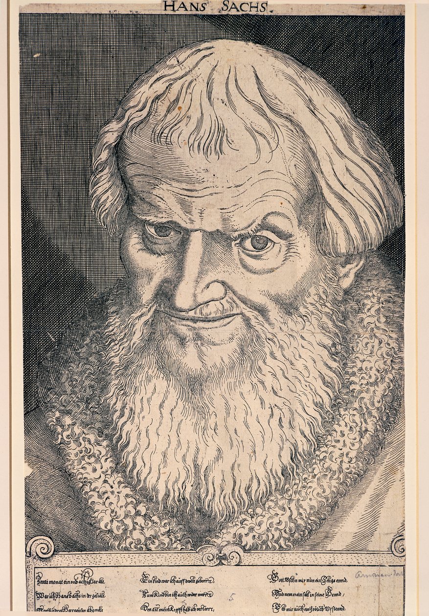 Portrett av Hans Sachs (gravering) av German School