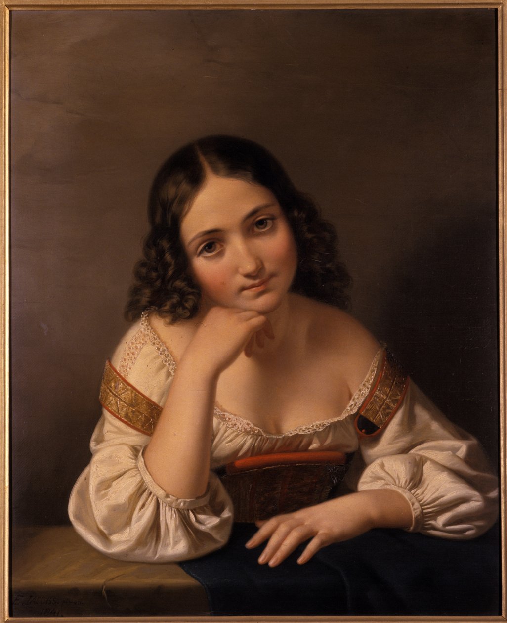 Portrett av en ung kvinne, 1801-1900 av German School