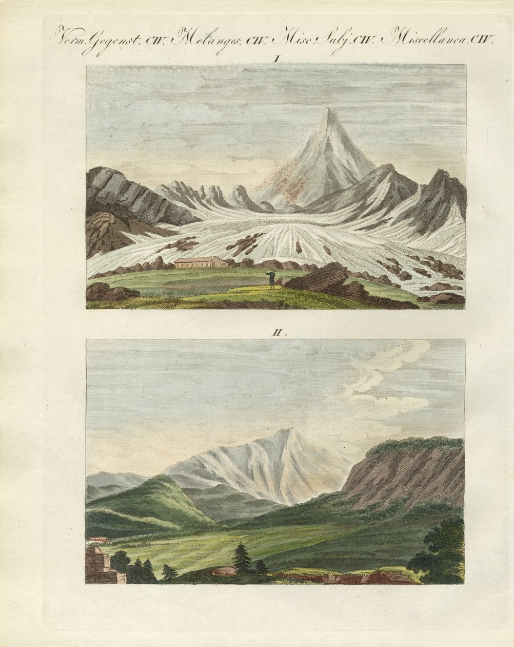 Merkelige fjell (farget gravering) av German School