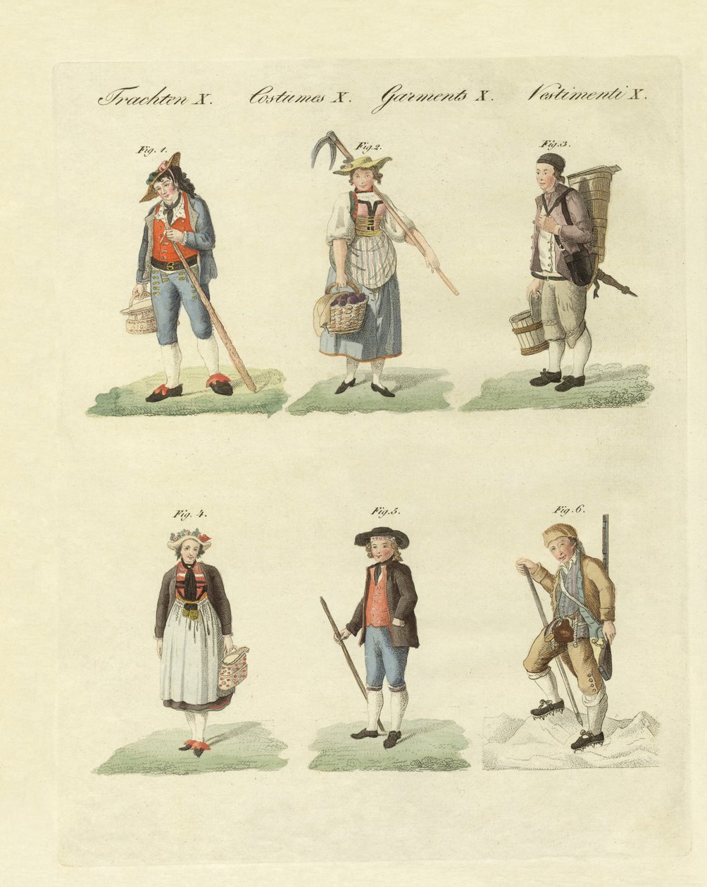 Sveitsiske kjoler (farget gravering) av German School
