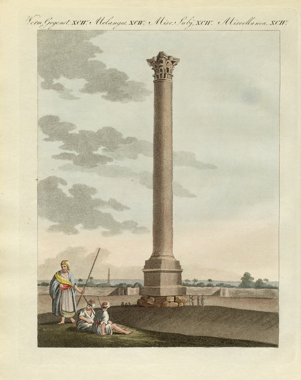 Den pompeianske søylen (farget gravering) av German School