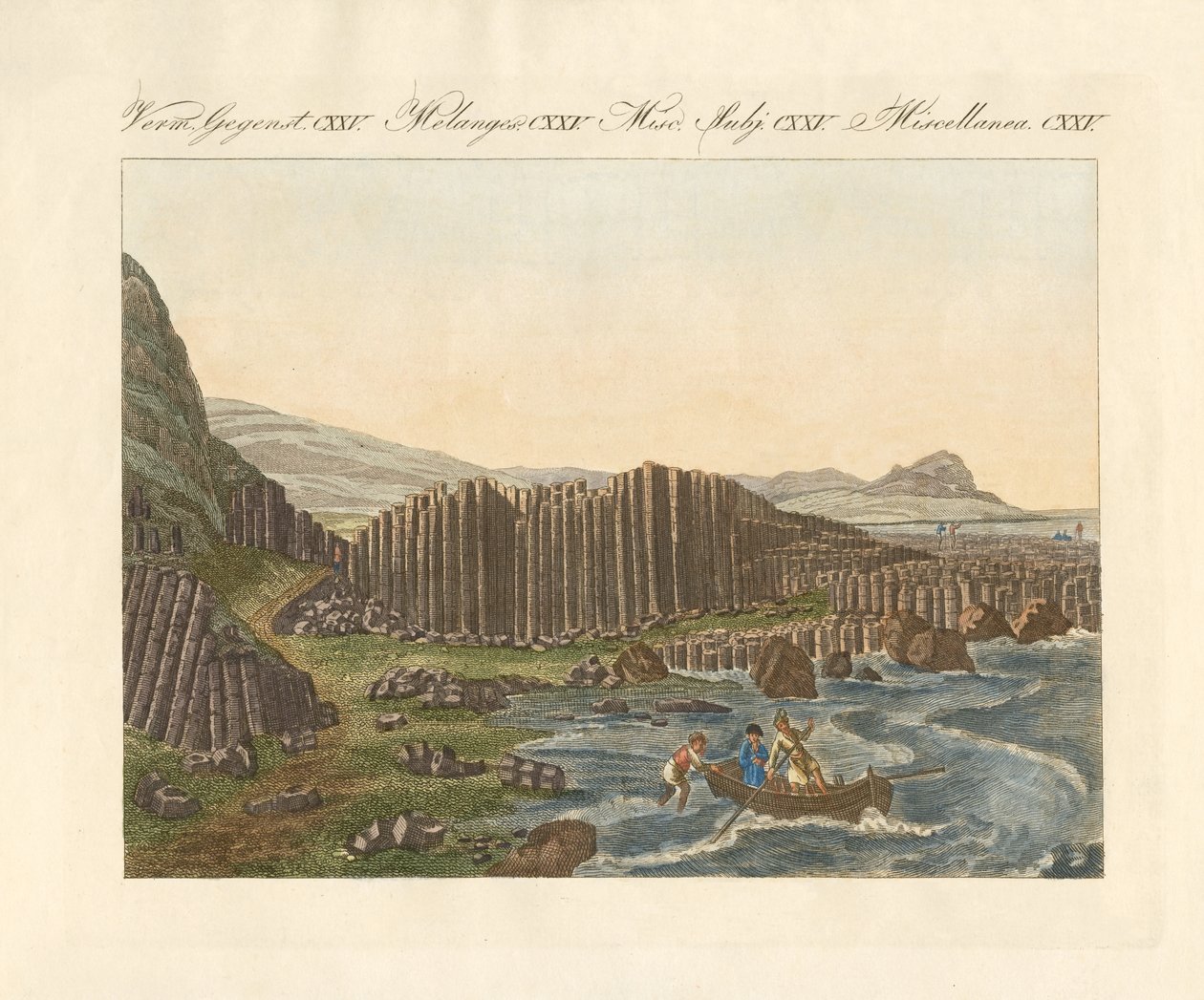 Den gigantiske dike i Irland (farget gravering) av German School