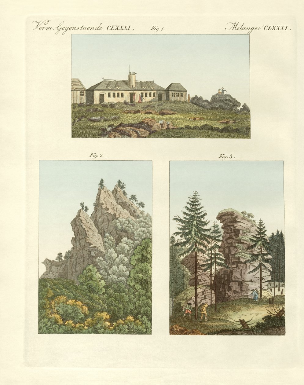 Utsikt over Harz (farget gravering) av German School