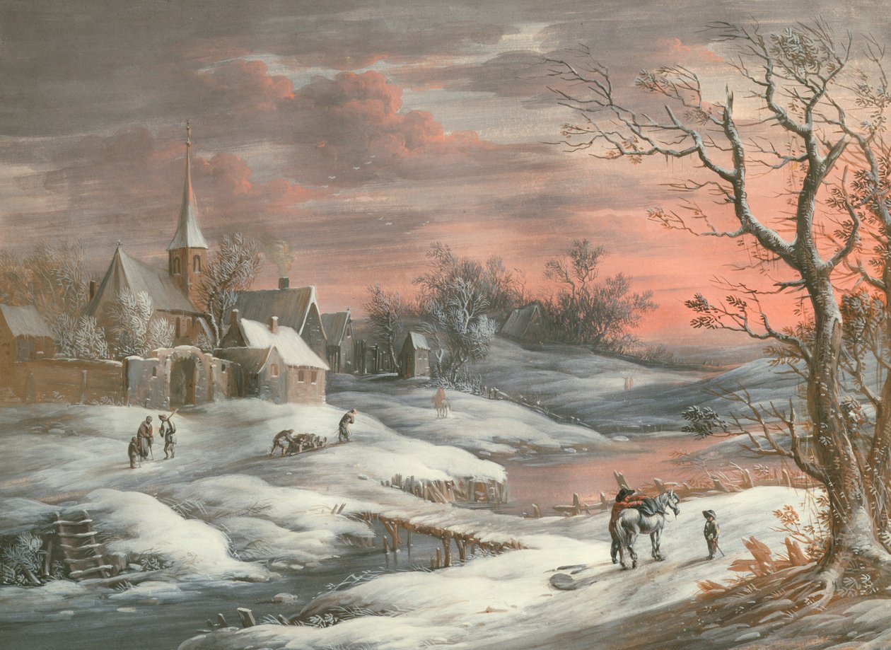 Vinterlandskap (gouache) av German School