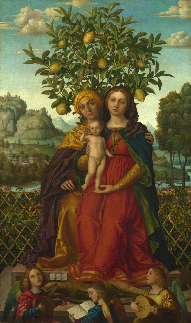 Jomfruen og barnet med St Anne, 1510-18 av Gerolamo dai Libri