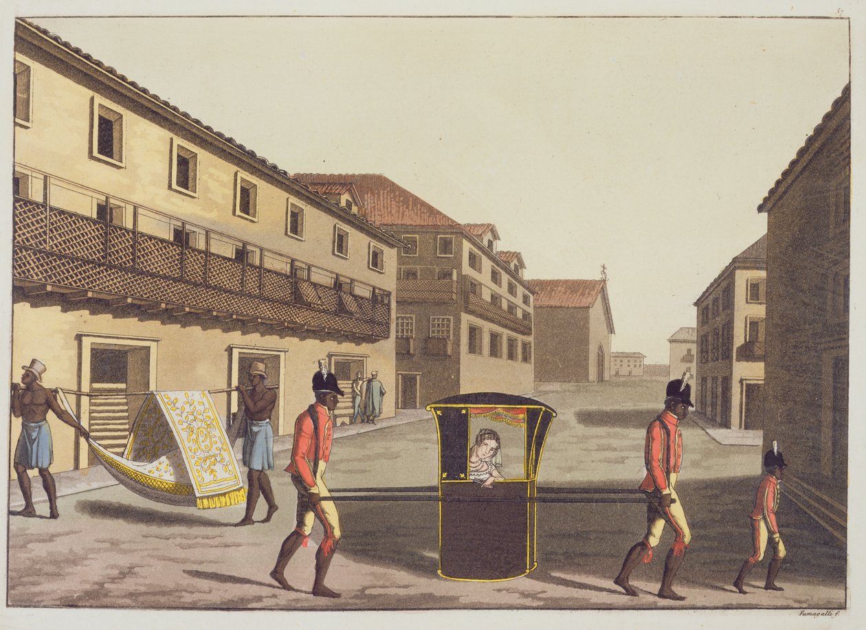 Søppel i St. Sebastian Street (fargegravering) av Gerolamo Fumagalli
