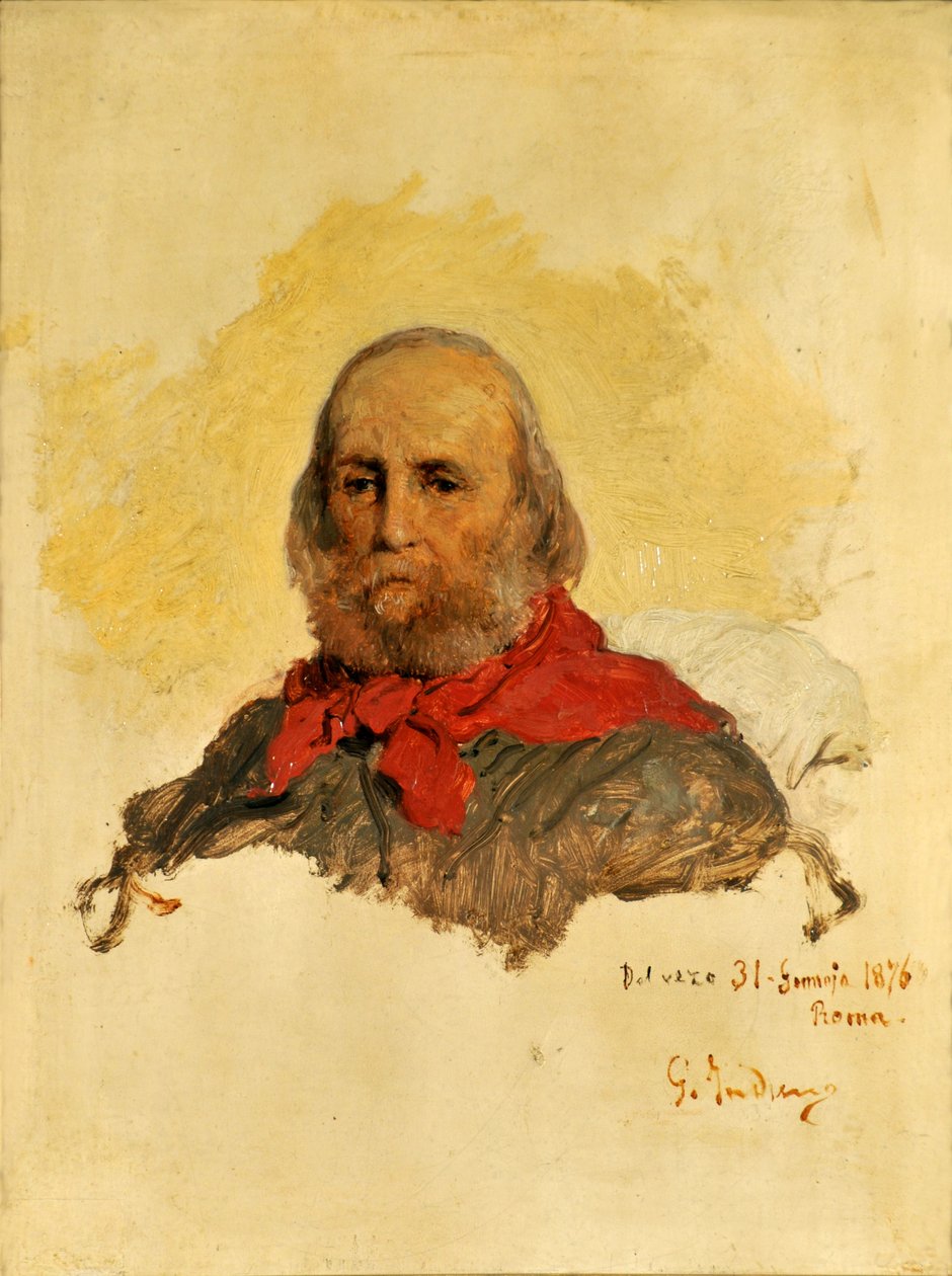 Portrett av Giuseppe Garibaldi 1807-1882, 1860. av Gerolamo Induno