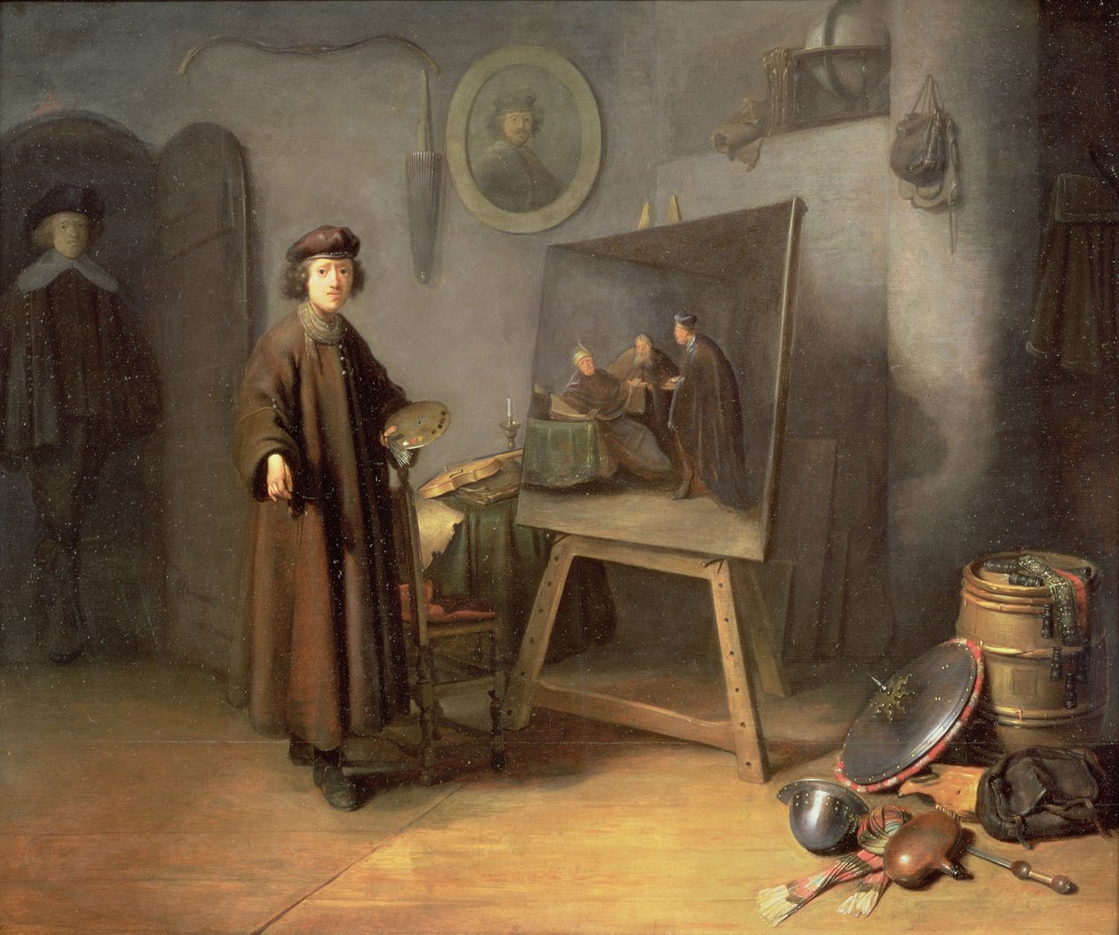 En maler i sitt studio (panel) av Gerrit Dou