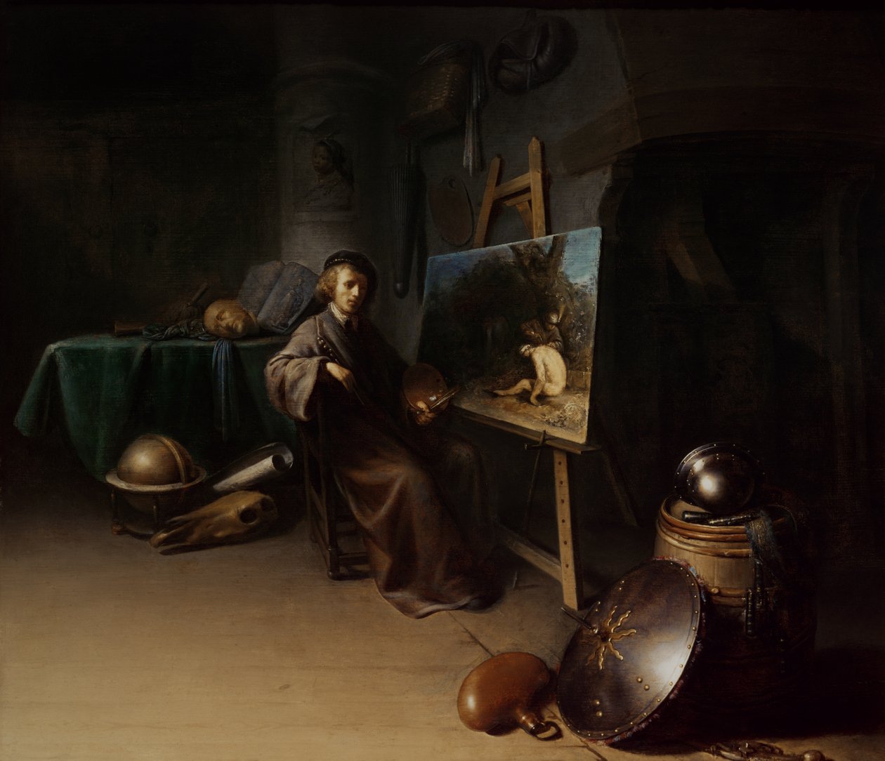 Kunstner i sitt studio av Gerrit Dou