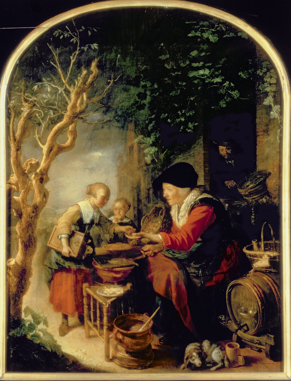 Pannekakeselgeren, 1650-55 av Gerrit Dou