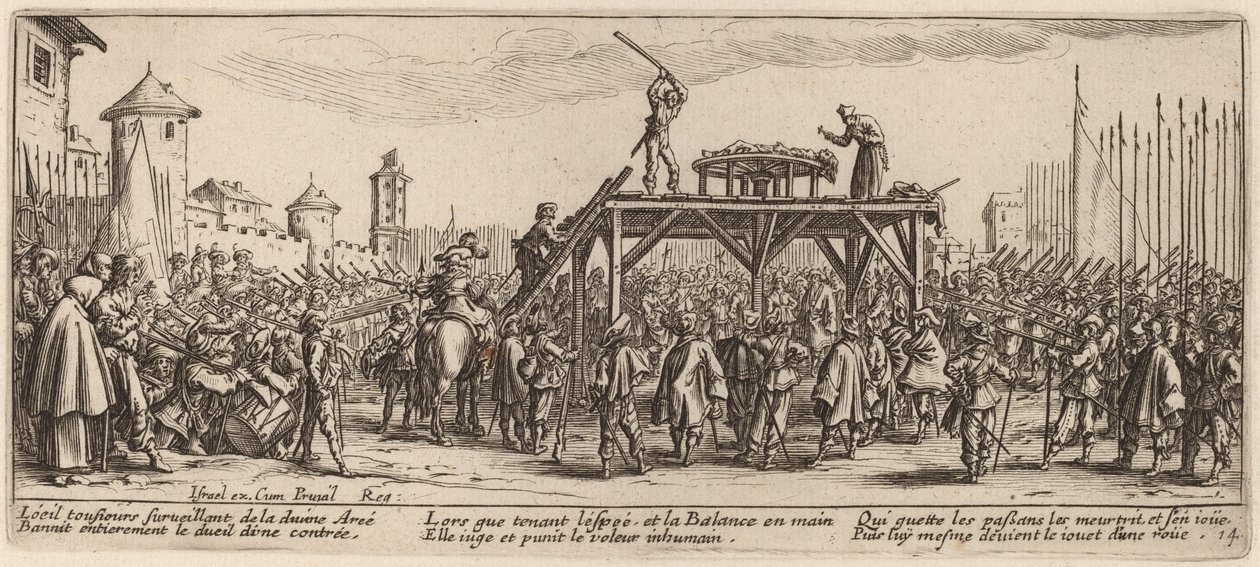 Hjulet av Gerrit van Schagen after Jacques Callot