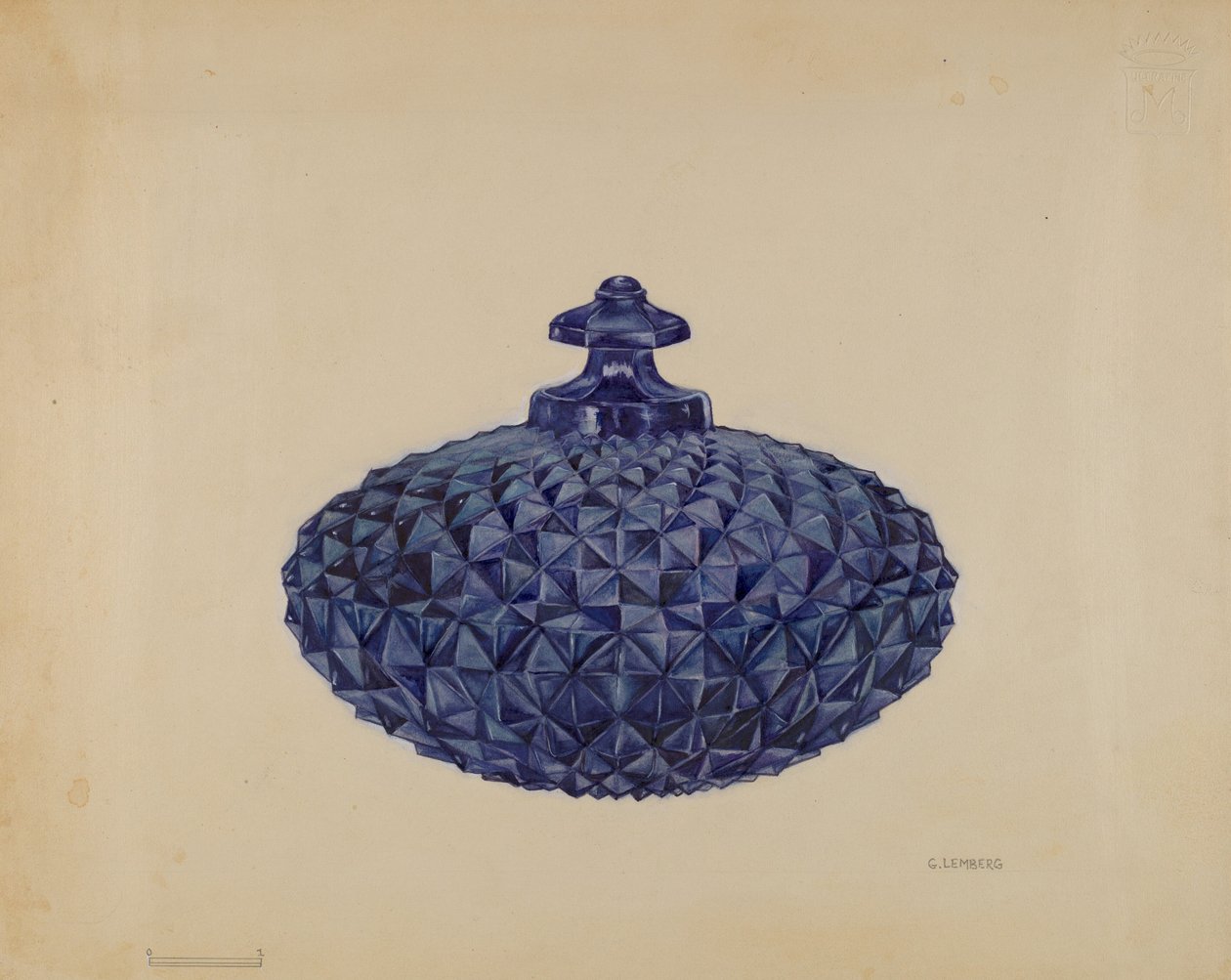 Dekket smørskål, ca. 1936. av Gertrude Lemberg
