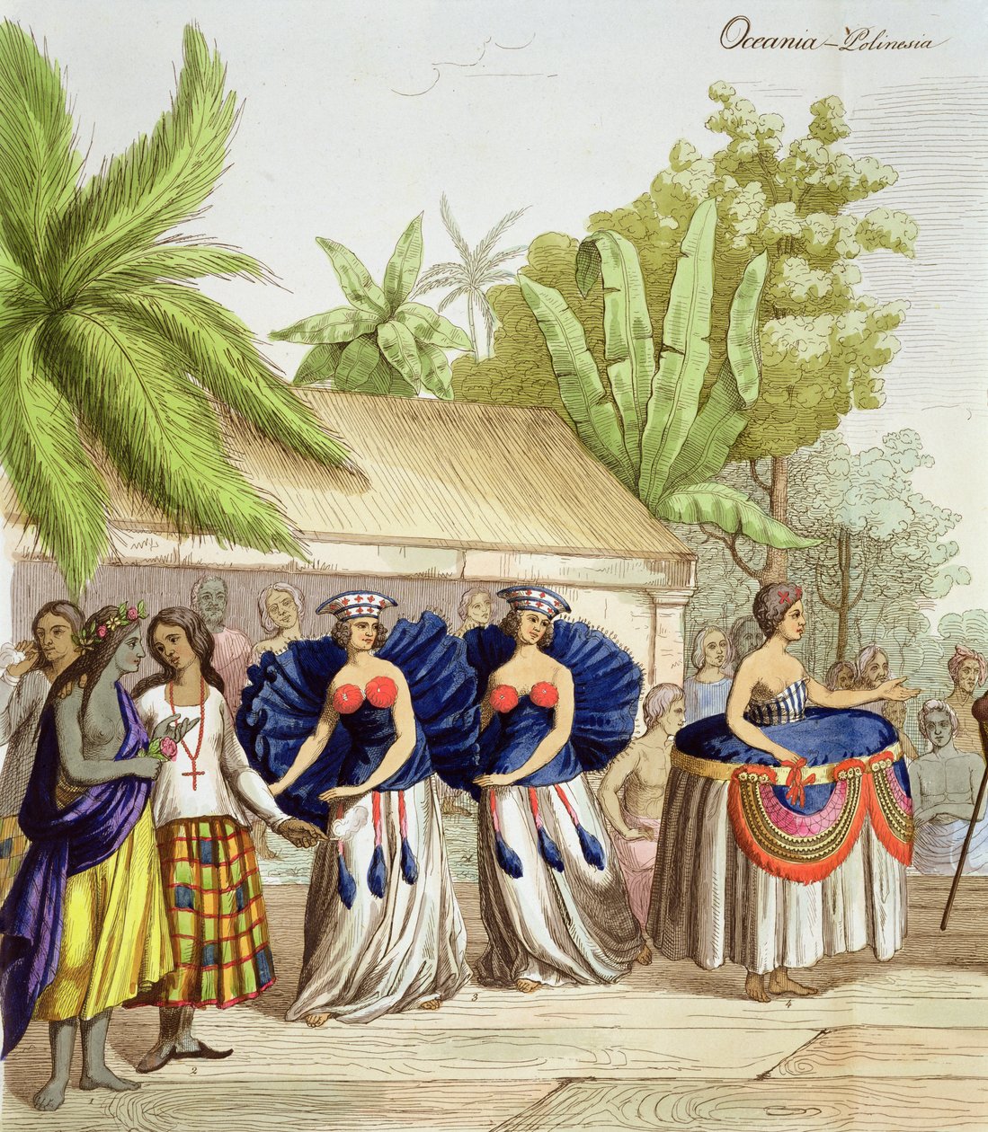 Polynesiske dansende jenter, gravert av A. Bernati av Giacomo Casa