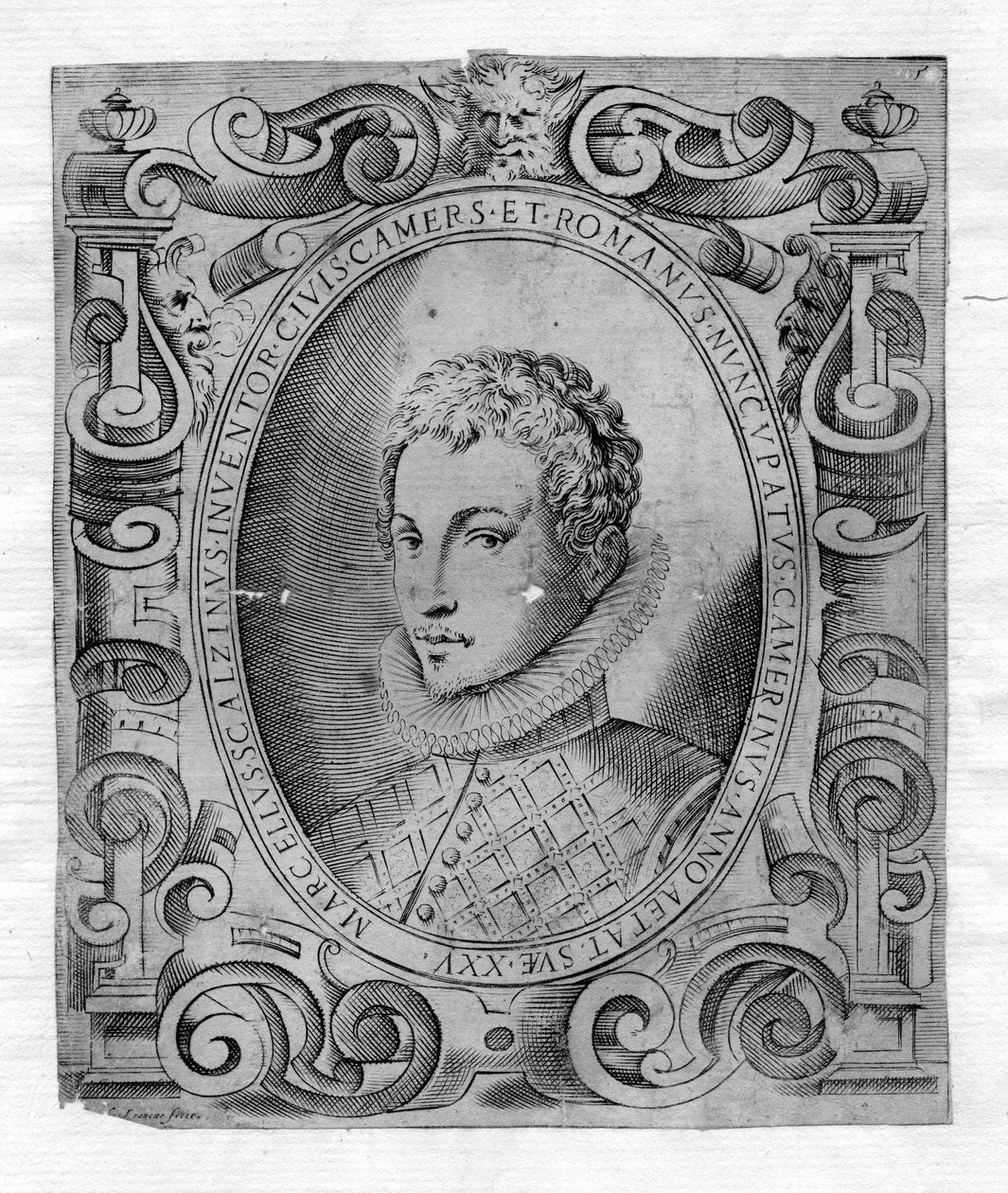 gravert portrett av Giacomo Franco
