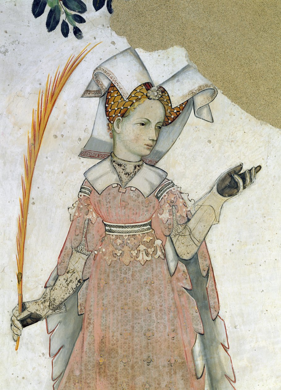 De ni verdige og de ni verdige kvinnene, detalj av Teuta, ca. 1418-30 av Giacomo Jaquerio