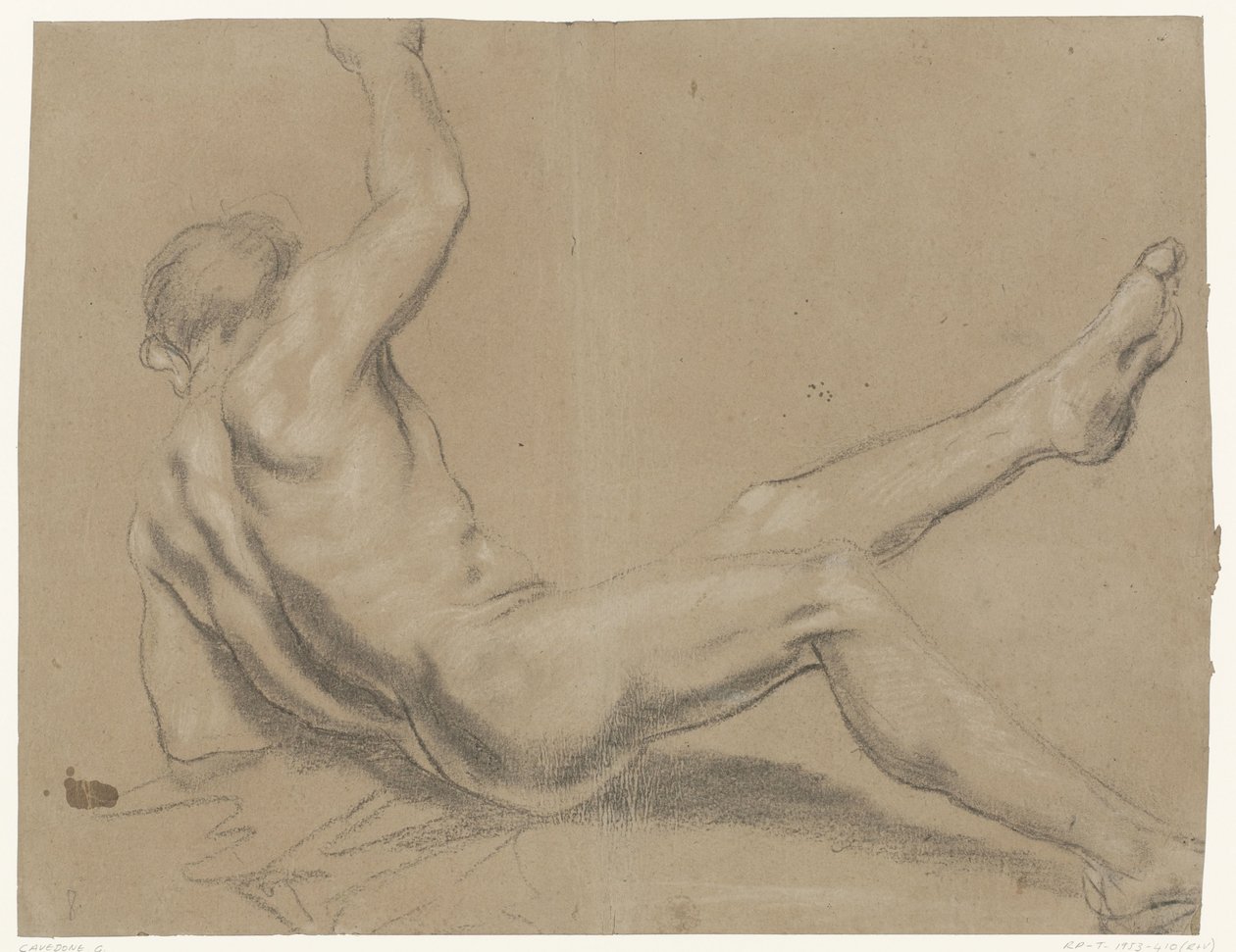 Studie av en fallende naken mann av Giacomo Cavedone (possibly)