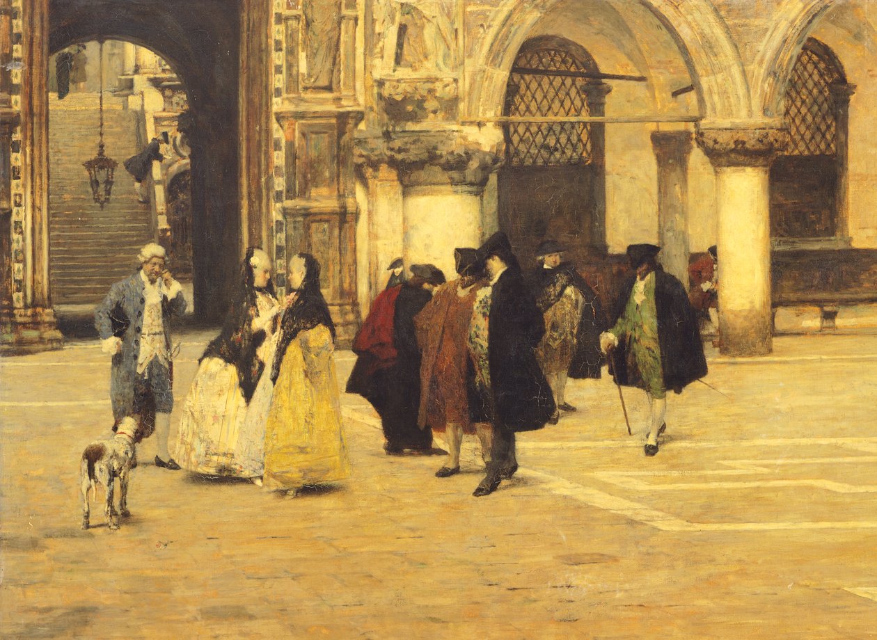 Spaser på torget i Venezia av Giacomo Favretto