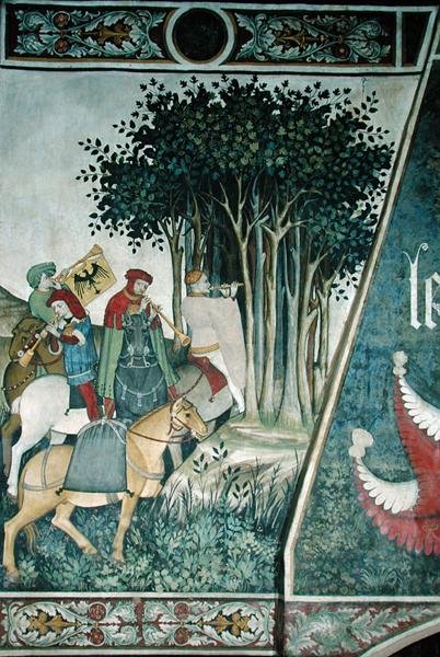 Livets fontene, detalj av trompetister av Giacomo Jaquerio