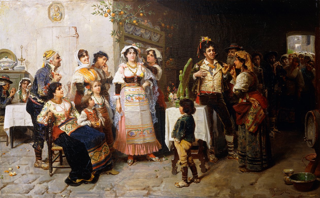 Forberedelser til bryllupet, av Giacomo Mantegazza